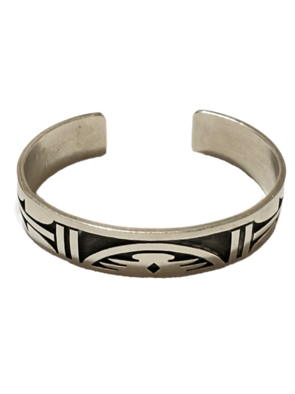 Sterling Silver & Black Hopi Cuff Bracelet signed by F R Ortiz